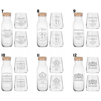 Zestaw do wody soku z grawerem Logo TWÓJ NAPIS Karafka i 2 szklanki Prezent