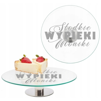 Szklana obrotowa patera z grawerem na ciasto tort Prezent Twój Napis