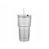 Wysoka szklanka z pokrywką i słomką Ryflowana 540ml Vetrino Florina