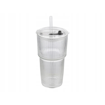 Wysoka szklanka z pokrywką i słomką Ryflowana 540ml Vetrino Florina