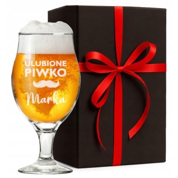 Kufel z grawerem Szklanka Do Piwa na Nóżce 570ml Pudełko Prezent dla Niego