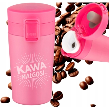 Kubek termiczny z Grawerem do Kawy Różowy Imię Logo Prezent dla Kobiet