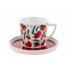 Filiżanka ze spodkiem porcelanowa do kawy 250ml Pavera Florina Kwiaty Maki