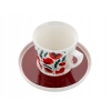 Filiżanka ze spodkiem porcelanowa do kawy 250ml Pavera Florina Kwiaty Maki