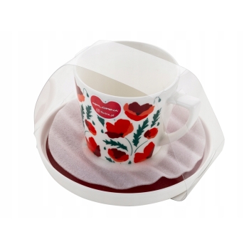 Filiżanka ze spodkiem porcelanowa do kawy 250ml Pavera Florina Kwiaty Maki