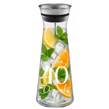 Karafka szklana do wody lemoniady z korkiem 1,1L z Grawerem Twój Napis Logo