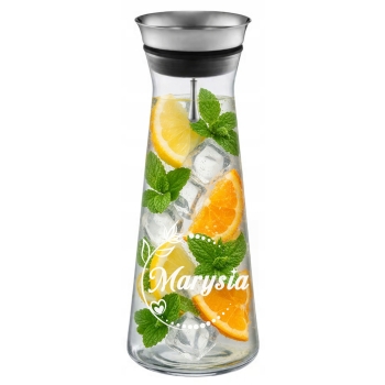 Karafka szklana do wody lemoniady z korkiem 1,1L z Grawerem Twój Napis Logo