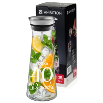 Karafka szklana do wody lemoniady z korkiem 1,1L z Grawerem Twój Napis Logo