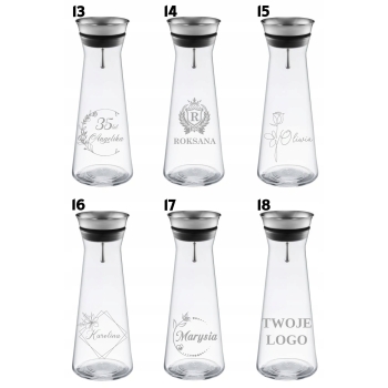 Karafka szklana do wody lemoniady z korkiem 1,1L z Grawerem Twój Napis Logo