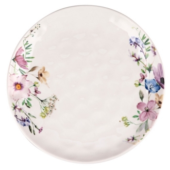 Talerz Deserowy porcelanowy Kwiaty Dorisse niebieski Florina 19 cm