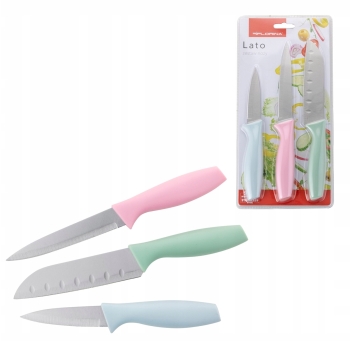 Zestaw 3 noży kuchennych Lato Florina Pastelowe Kolory