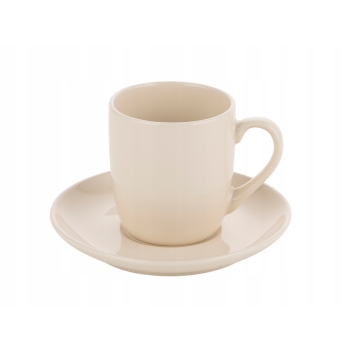 Filiżanka ze spodkiem ceramiczna do kawy 190ml Fjora Florina beżowa