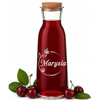 Karafka do soku wody wina z grawerem Logo TWÓJ NAPIS 1L Blanca Prezent