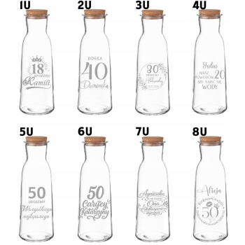 Karafka do soku wody wina z grawerem Logo TWÓJ NAPIS 1L Blanca Prezent