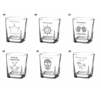 Szklanka do whisky Grawer Dwustronny Prezent Kawalerski Imię Świadek 250ml