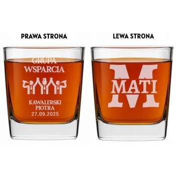Szklanka do whisky Grawer Dwustronny Prezent Kawalerski Imię Świadek 250ml