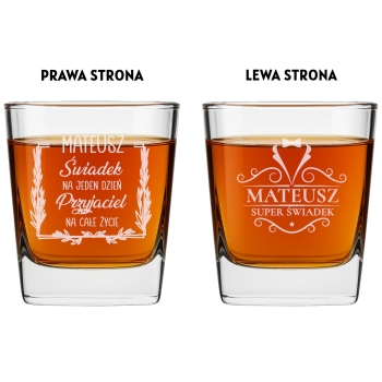 Szklanka do whisky Grawer Dwustronny Prezent Kawalerski Imię Świadek 250ml