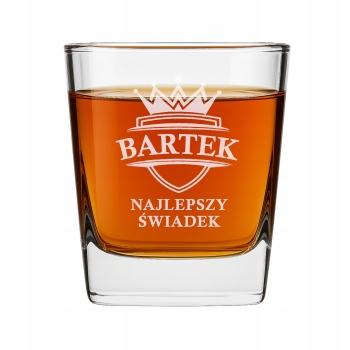 Szklanka do whisky Grawer Dwustronny Prezent Kawalerski Imię Świadek 250ml