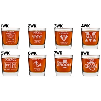 Szklanka do whisky Grawer Dwustronny Prezent Kawalerski Imię Świadek 250ml