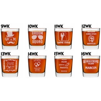 Szklanka do whisky Grawer Dwustronny Prezent Kawalerski Imię Świadek 250ml