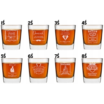 Szklanka do whisky Grawer Dwustronny Prezent Kawalerski Imię Świadek 250ml