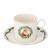 Filiżanka ze spodkiem 220ml porcelanowa do kawy herbaty Świąteczna Girlanda