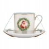 Filiżanka ze spodkiem 220ml porcelanowa do kawy herbaty Świąteczna Girlanda