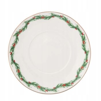 Filiżanka ze spodkiem 220ml porcelanowa do kawy herbaty Świąteczna Girlanda