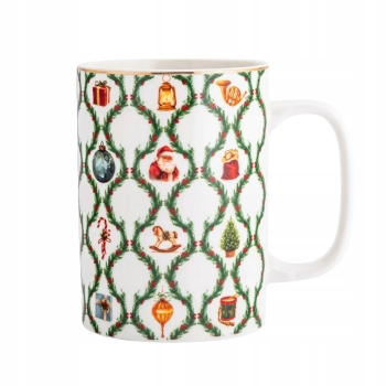 Kubek świąteczny porcelanowy Świąteczna Girlanda Mikołaj 380 ml