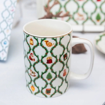 Kubek świąteczny porcelanowy Świąteczna Girlanda Mikołaj 380 ml