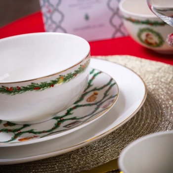 Miska porcelanowa salaterka miseczka Altom Design Świąteczna Girlanda 14 cm