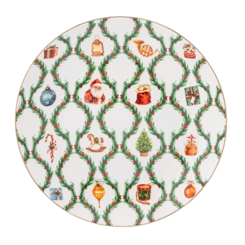 Talerz deserowy Świąteczny porcelanowy Świąteczna Girlanda 20 cm