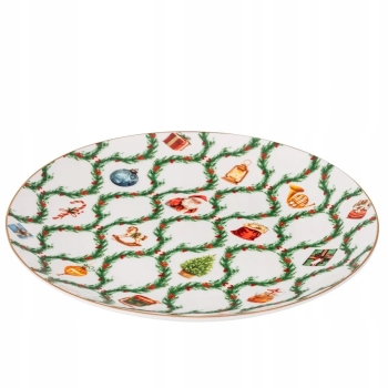 Talerz deserowy Świąteczny porcelanowy Świąteczna Girlanda 20 cm