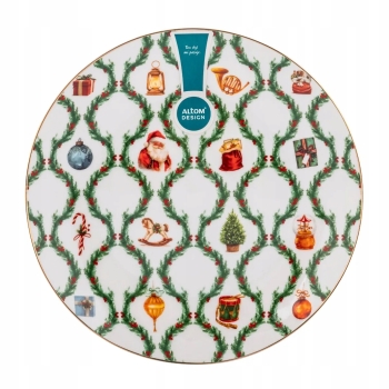 Talerz deserowy Świąteczny porcelanowy Świąteczna Girlanda 20 cm