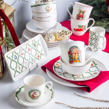 Talerz deserowy Świąteczny porcelanowy Świąteczna Girlanda 20 cm