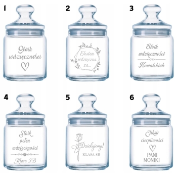 Słoik z grawerem Personalizowany 750 ml prezent dla Nauczyciela TWÓJ NAPIS