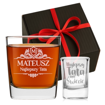 Szklanka whisky i kieliszek do wódki 50ml grawerem Prezent dla Niego