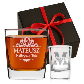 Szklanka whisky i kieliszek do wódki 50ml grawerem Prezent dla Niego