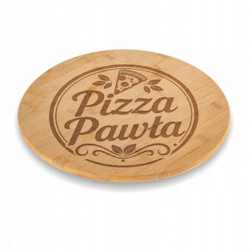 Deska z grawerem Obrotowy talerz do pizzy Bambusowy Twój Napis Tekst 35cm