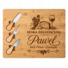 Deska do Serów z Grawerem 39x30cm z Nożykami Urodziny Prezent Imię Tekst
