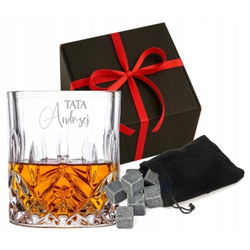 Szklanka kryształ whisky z kostkami Grawer Imię Prezent dla Niego Urodziny