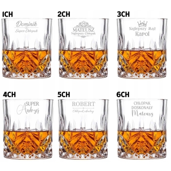 Szklanka kryształ whisky z kostkami Grawer Imię Prezent dla Niego Urodziny