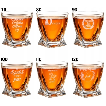 Szklanka kryształowa z kostkami Whisky Grawer Prezent Urodziny dla Niego