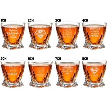 Szklanka kryształowa z kostkami Whisky Grawer Prezent Urodziny dla Niego