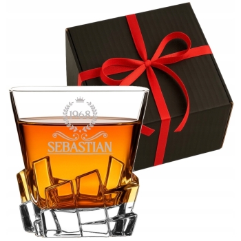 Szklanka kryształowa z kostkami do whisky z Grawerem Imię Prezent dla Niego