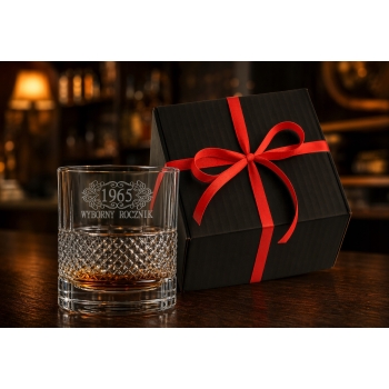 Szklanka kryształowa do whisky z kostkami z Grawerem Prezent urodziny 18-99