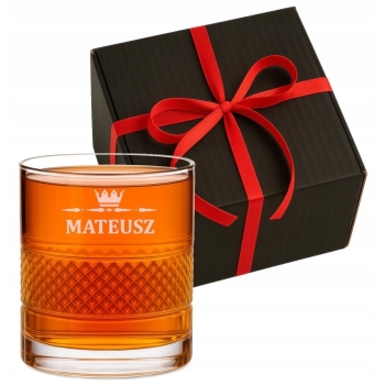 Szklanka kryształowa do whisky z kostkami z Grawerem Prezent urodziny 18-99