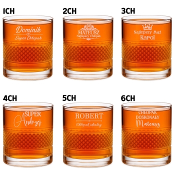 Szklanka kryształowa do whisky z kostkami z Grawerem Prezent urodziny 18-99