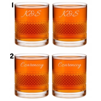 Szklanka kryształowa do whisky z kostkami z Grawerem Prezent urodziny 18-99