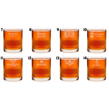 Szklanka kryształowa do whisky z kostkami z Grawerem Prezent urodziny 18-99